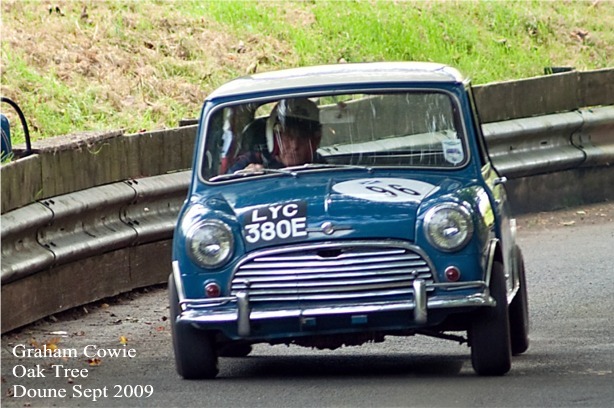 Graham Cowie at the Oak Tree in the Doune Hill Climb, in his 998cc Mini.
